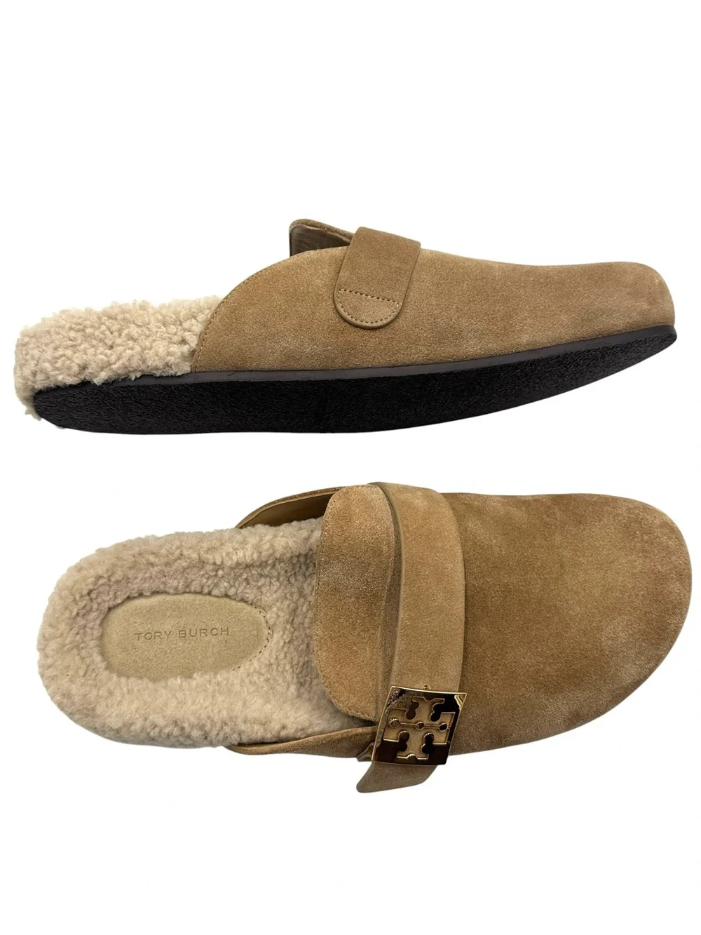 Tory Burch Mellow Shearling Mule Suede Shoes Size 11